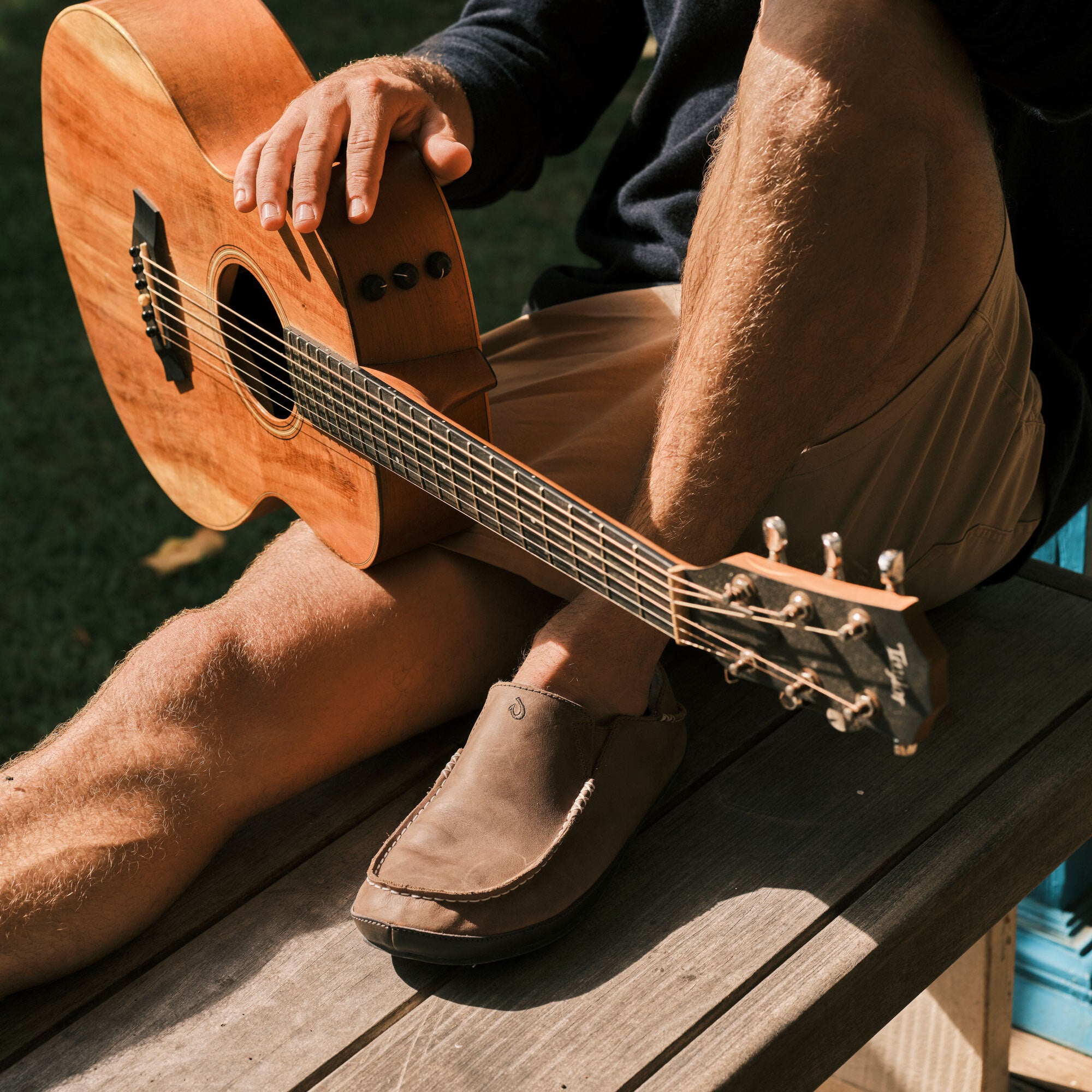 Moloa Slipper - Toffee / Dark Wood